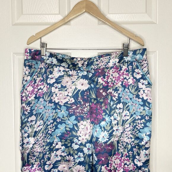 Adore Me Womens Satin Pajama Pants Size Large Pull-On Pockets Floral Colorful - Picture 2 of 12